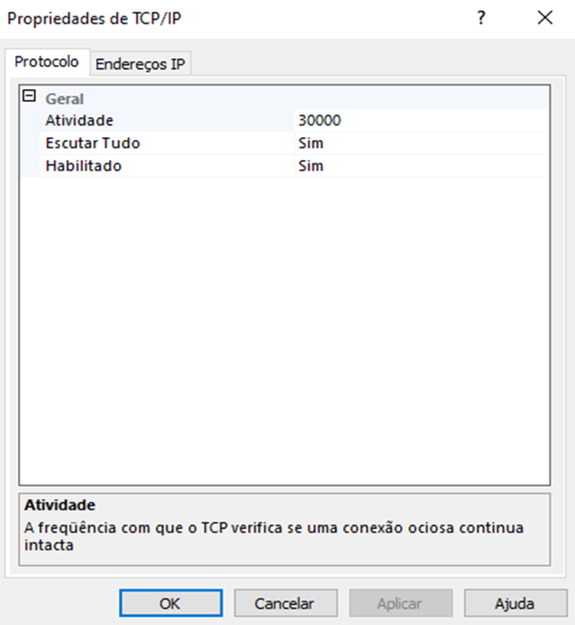 Configuração TCP