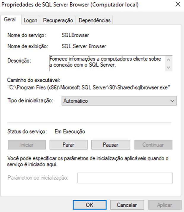 Configuração do Serviço Windows